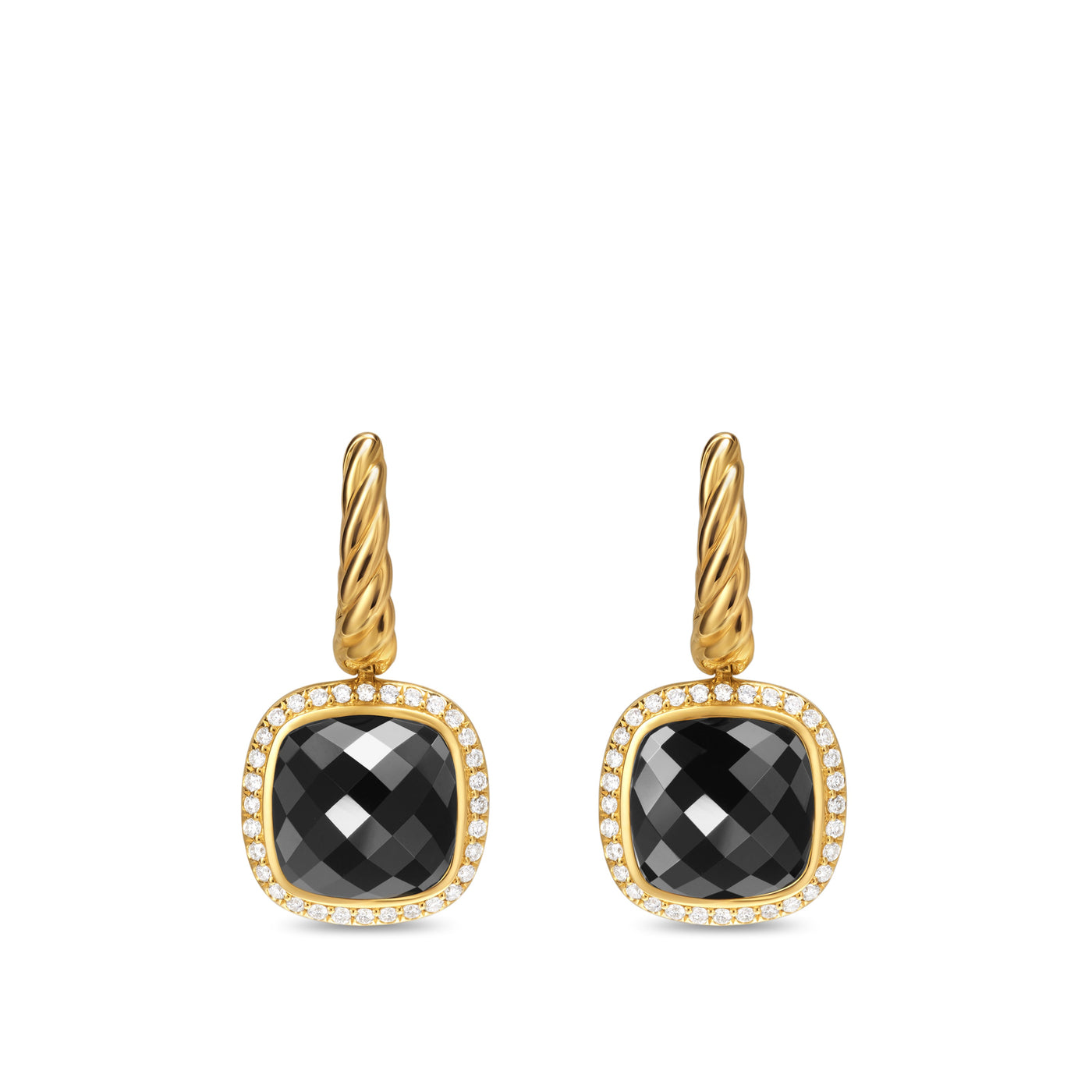 Albion® Drop Earrings in 18K Yellow Gold with Black Onyx and Diamonds\, 10mm