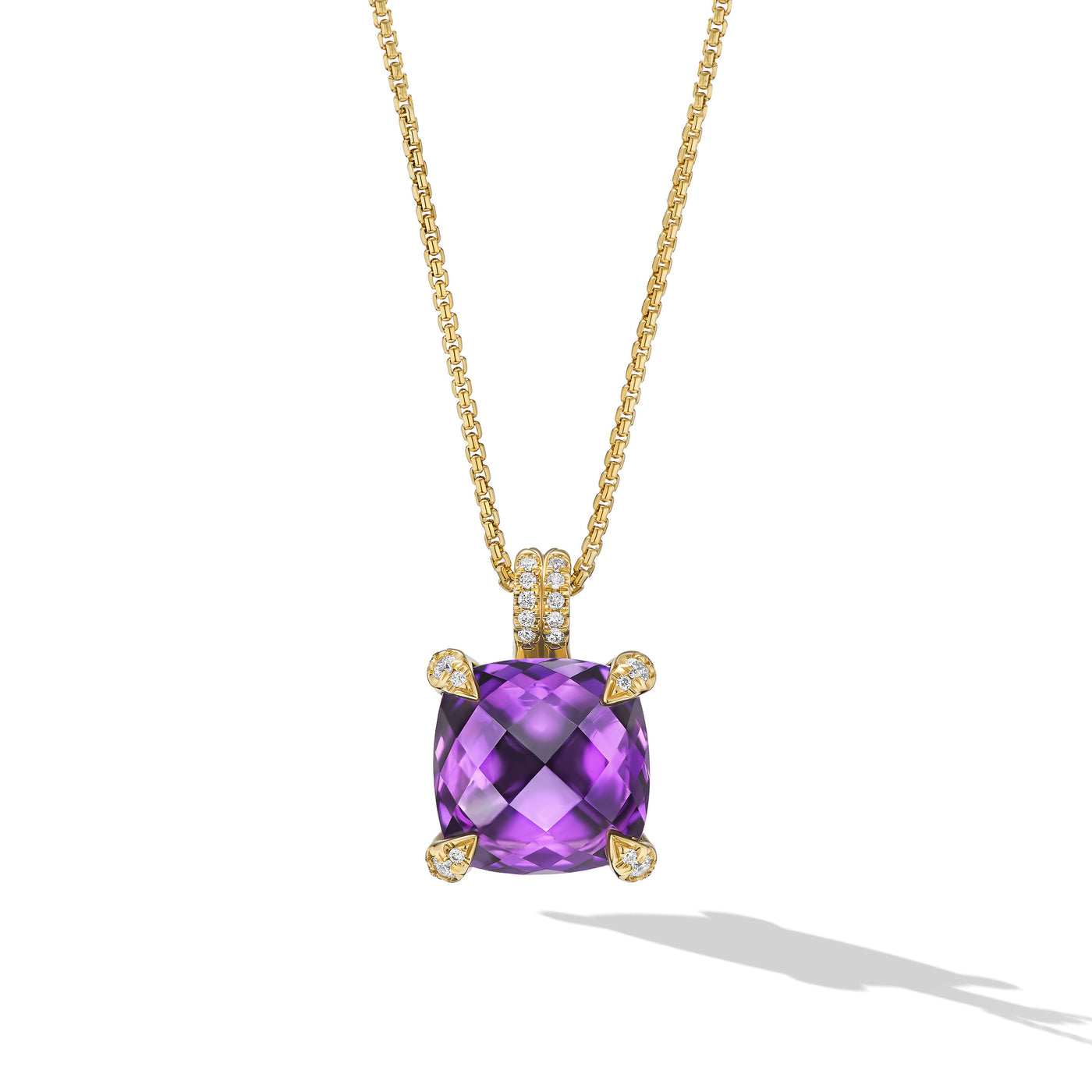 Chatelaine® Pendant Necklace in 18K Yellow Gold with Amethyst and Diamonds\, 11mm