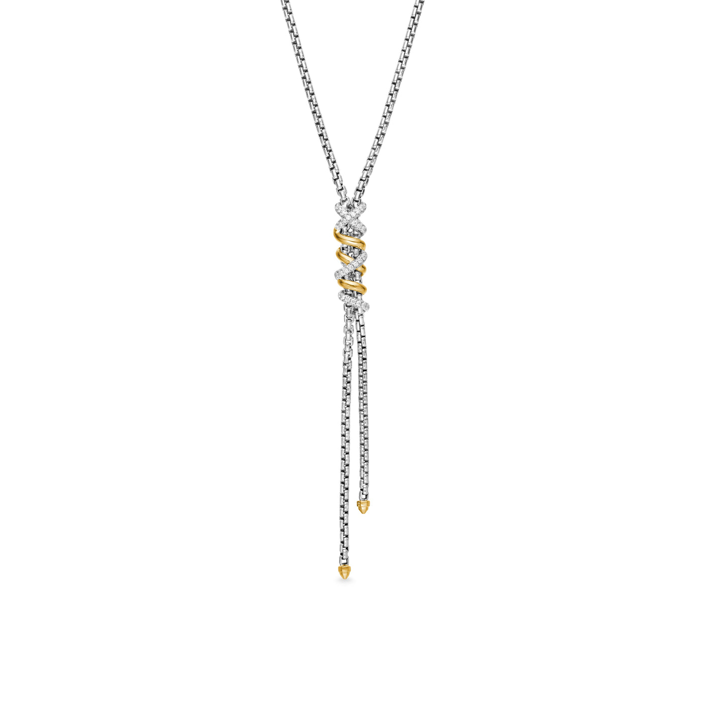 Helena Y Necklace in Sterling Silver with 18K Yellow Gold with Diamonds