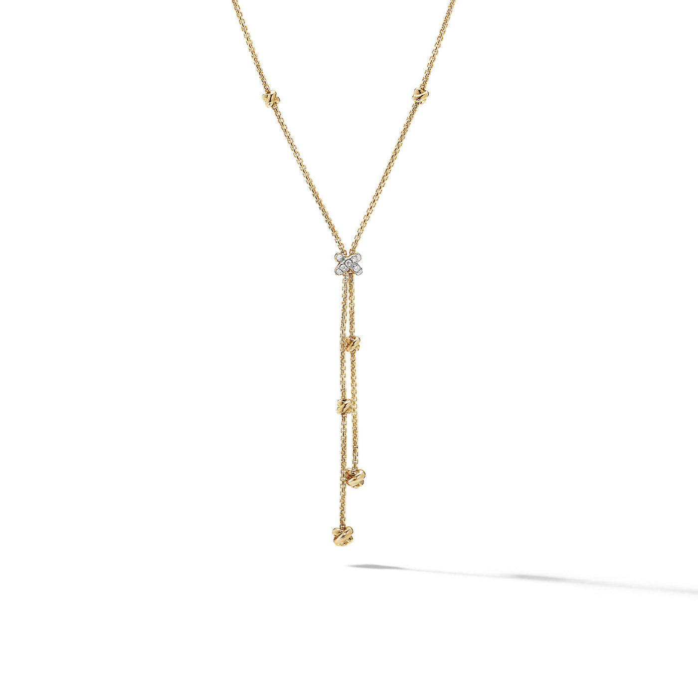 Petite Helena Y Necklace in 18K Yellow Gold with Diamonds