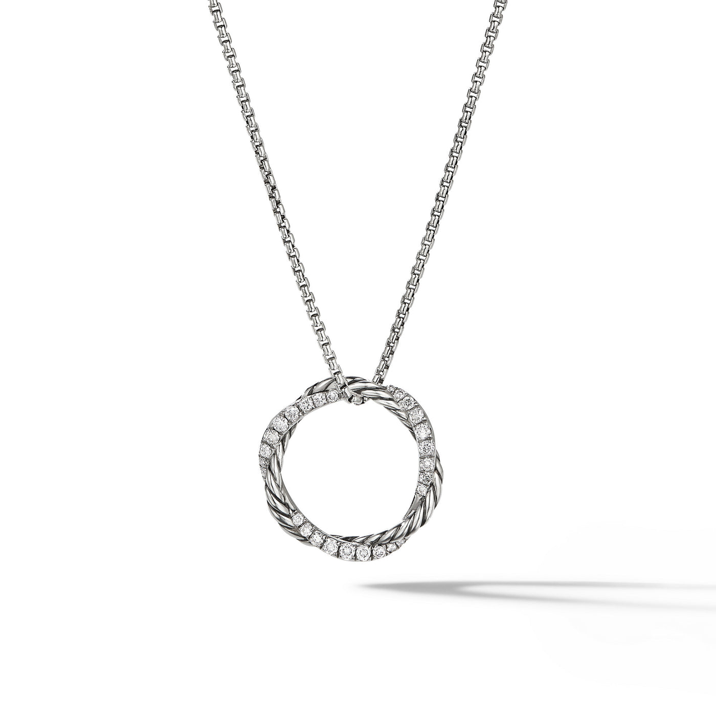 Petite Infinity Pendant Necklace in Sterling Silver with Diamonds\, 18mm