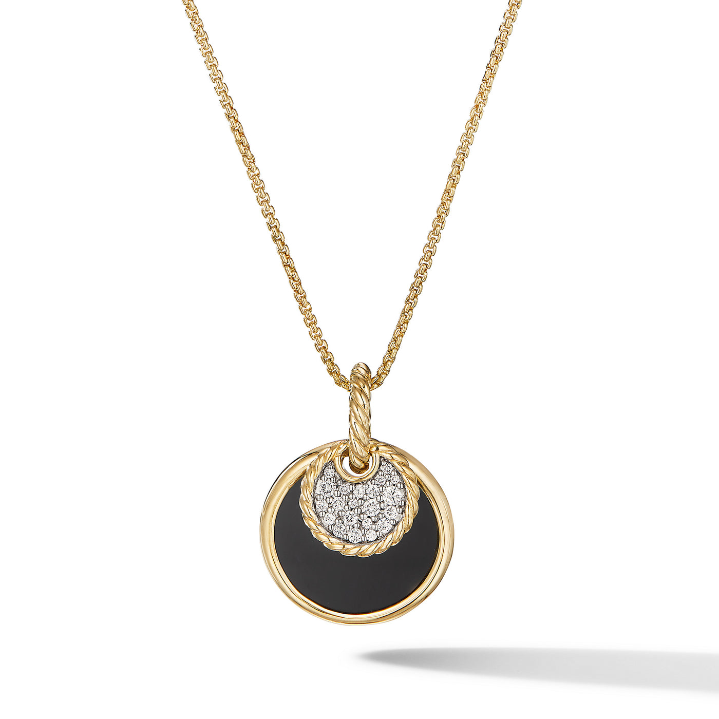 DY Elements® Convertible Pendant Necklace in 18K Yellow Gold with Diamonds and Black Onyx Reversible to Mother of Pearl\, 21.5mm