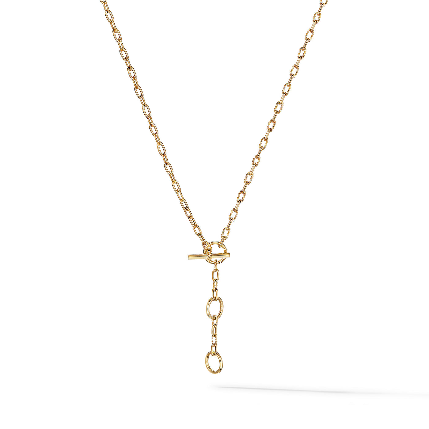 DY Madison® Three Ring Chain Necklace in 18K Yellow Gold\, 3mm