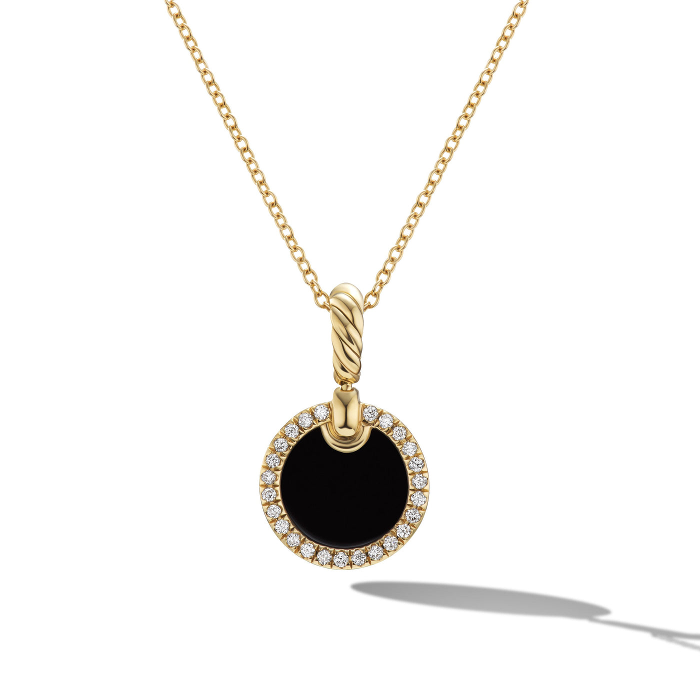 Petite DY Elements® Pendant Necklace in 18K Yellow Gold with Black Onyx and Diamonds\, 17.8mm