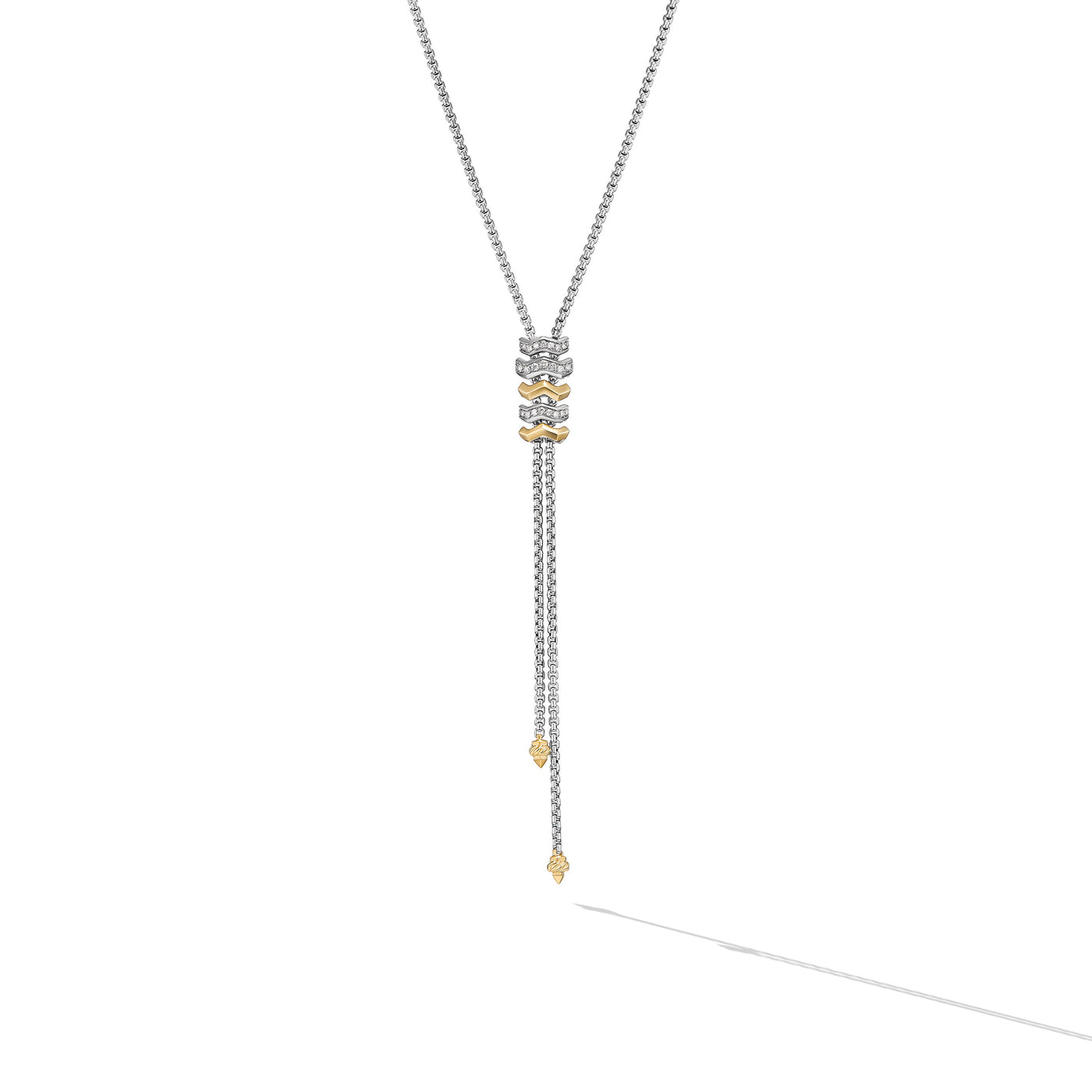 Zig Zag Stax™ Y Necklace in Sterling Silver with 18K Yellow Gold and Diamonds