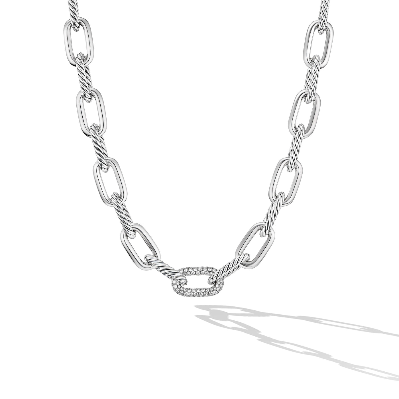 DY Madison® Chain Necklace in Sterling Silver with Diamonds\, 11mm