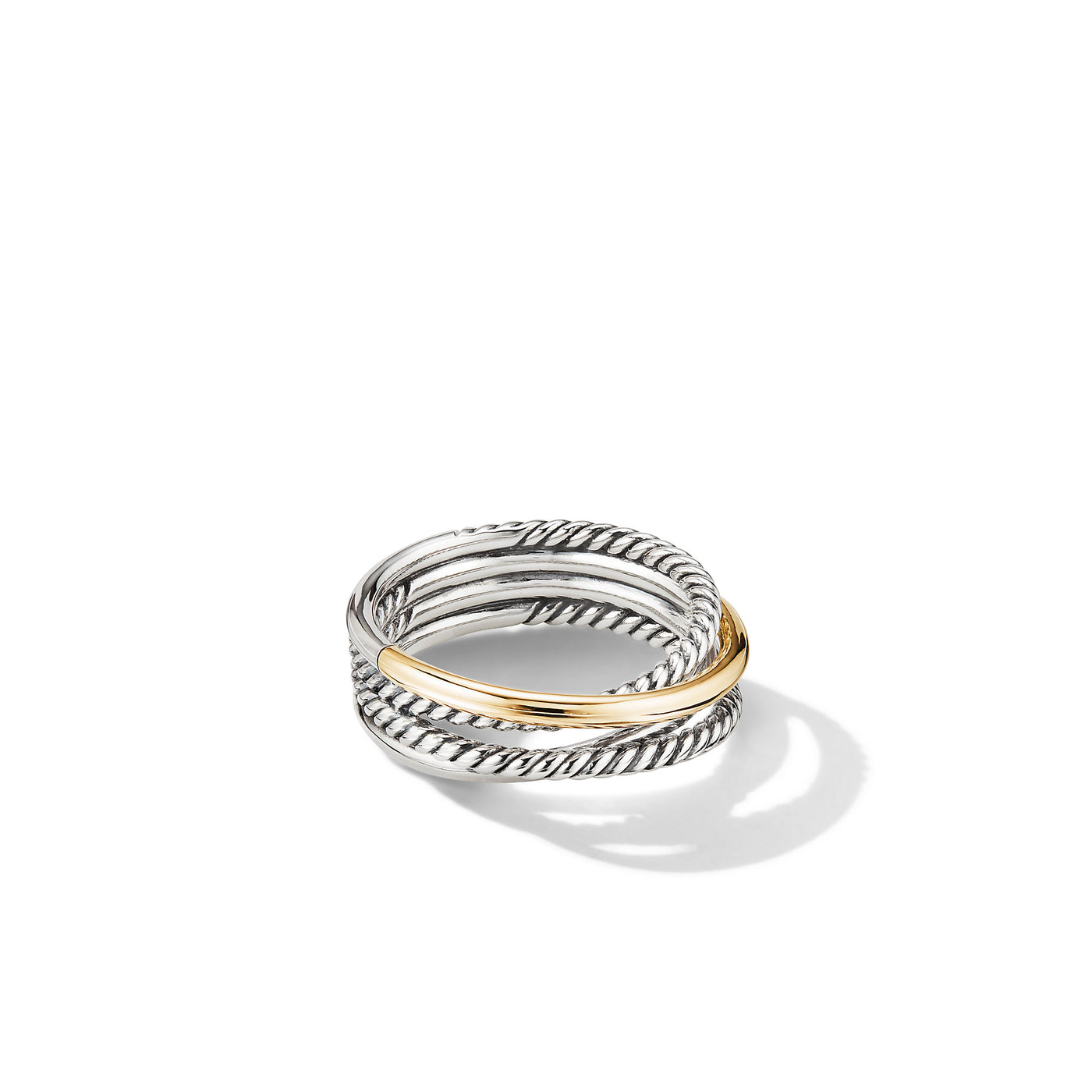 Crossover Band Ring in Sterling Silver with 18K Yellow Gold\, 6.8mm