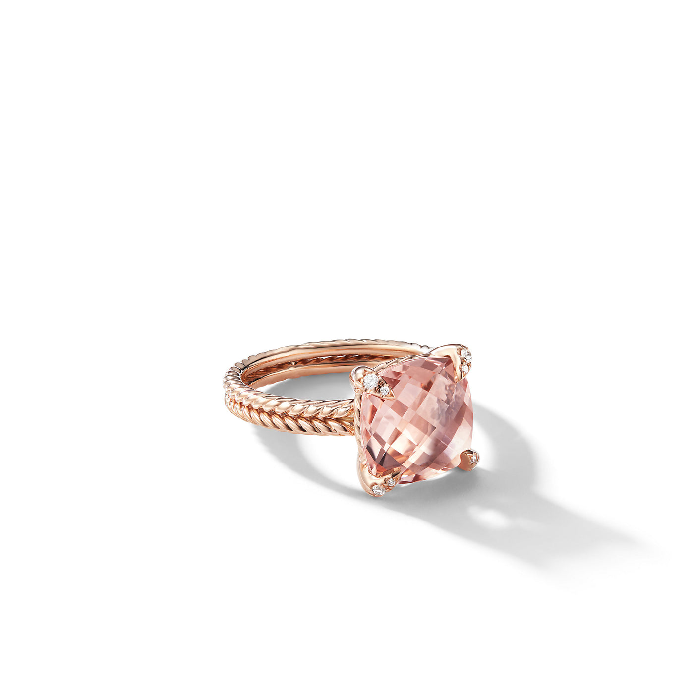 Chatelaine® Ring in 18K Rose Gold with Morganite and Diamonds\, 11mm