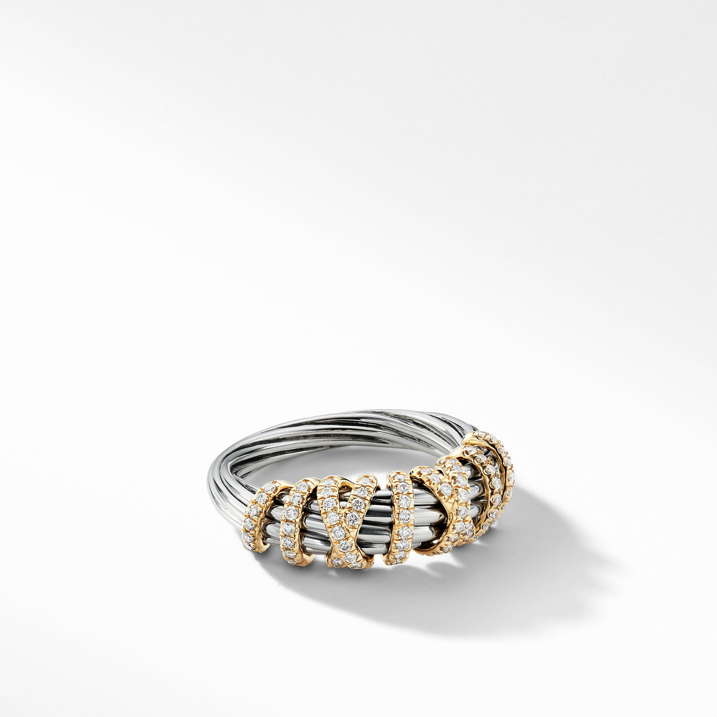 Helena Ring in Sterling Silver with 18K Yellow Gold and Diamonds\, 7.7mm