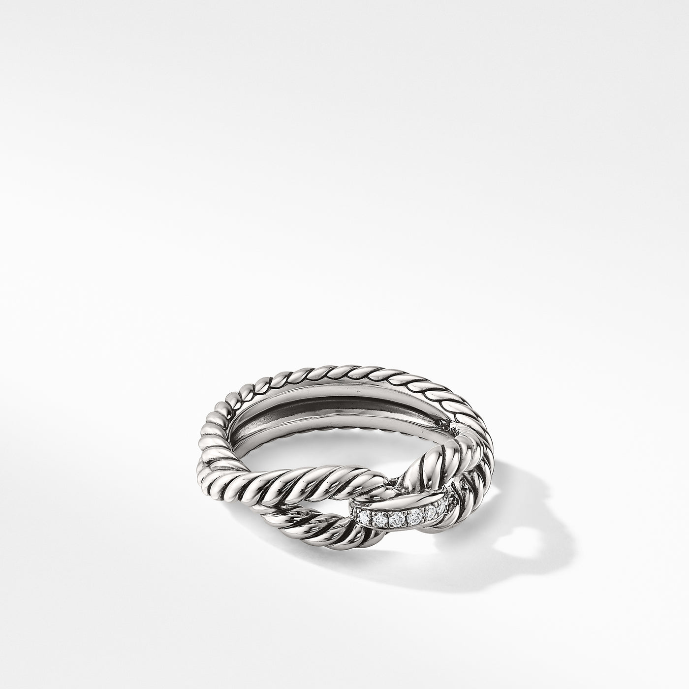 Cable Loop Band Ring in Sterling Silver with Diamonds\, 7mm