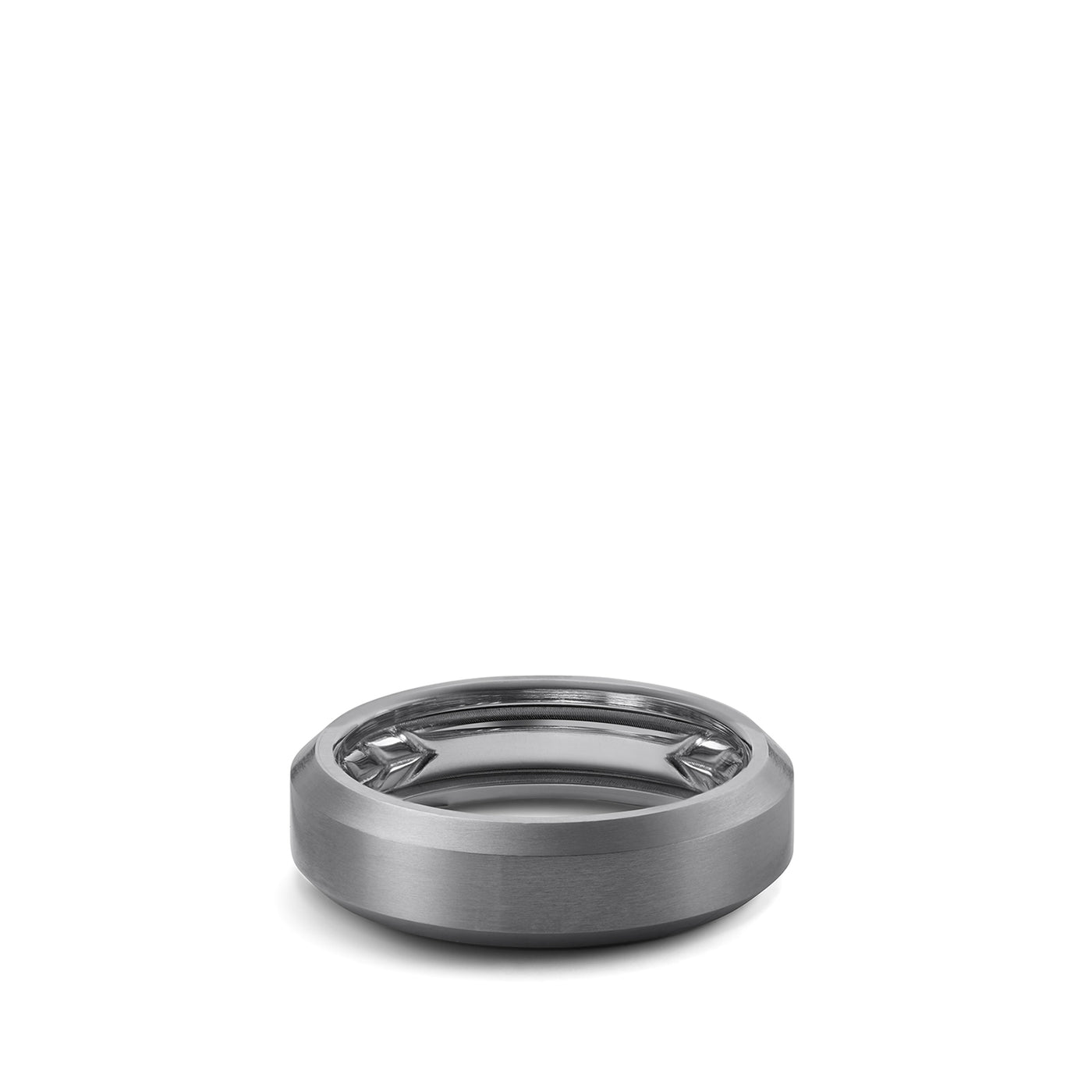 Beveled Band Ring in Grey Titanium\, 6mm