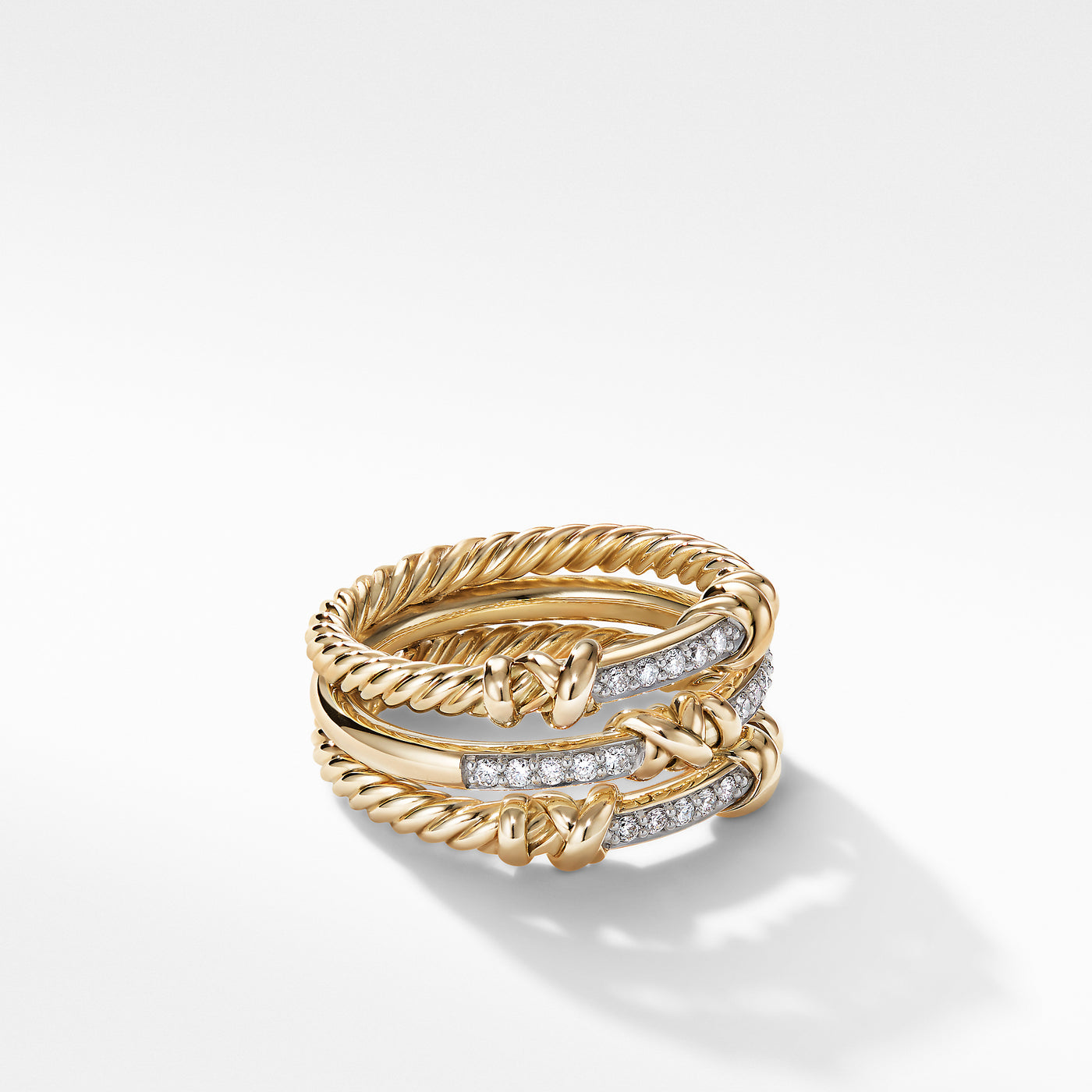 Petite Helena Wrap Three Row Ring in 18K Yellow Gold with Diamonds\, 12mm