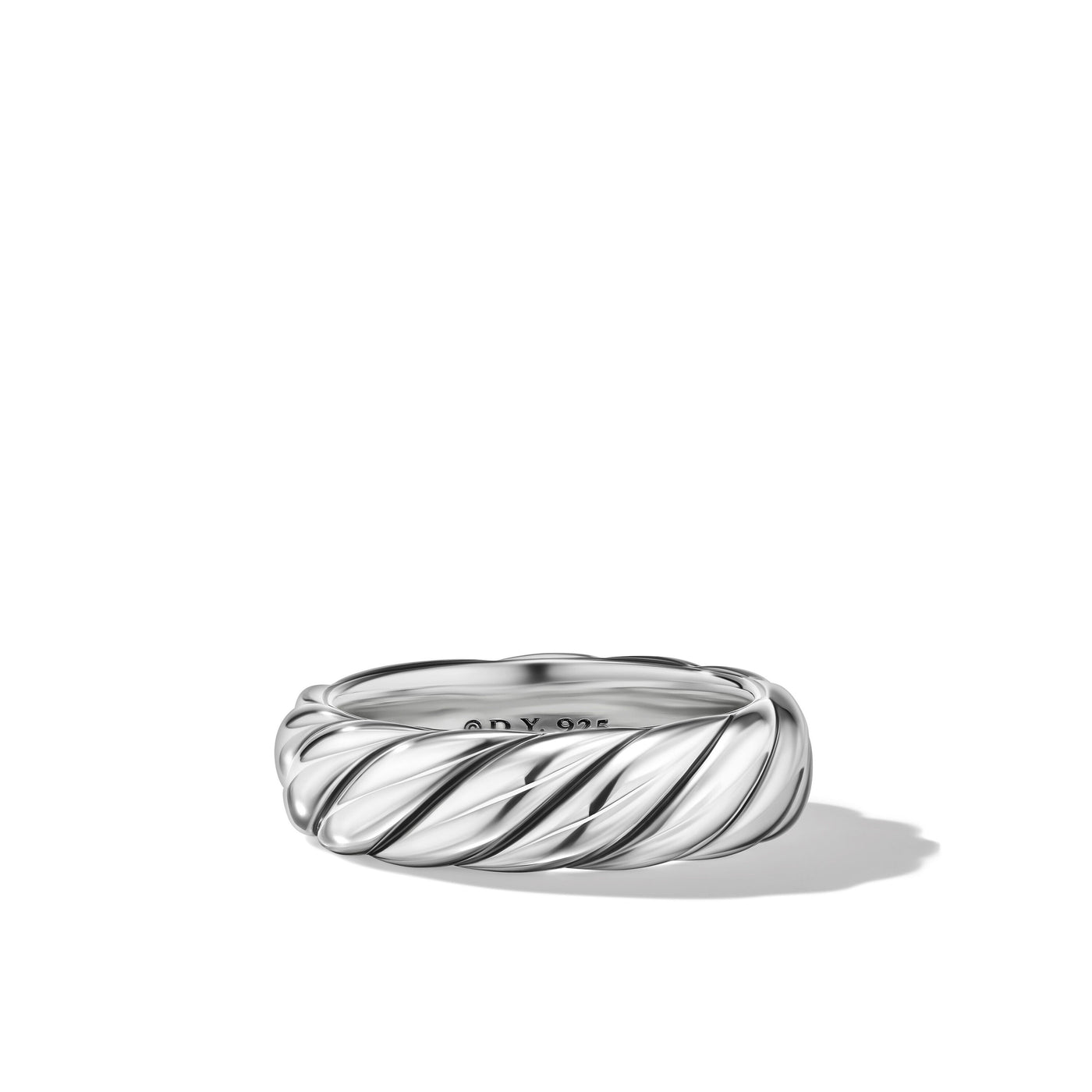 Sculpted Cable Band Ring in Sterling Silver\, 6mm