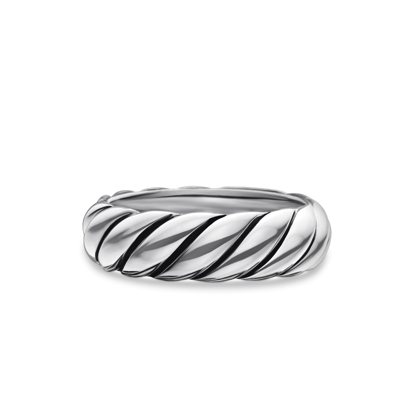 Sculpted Cable Band Ring in Sterling Silver\, 6mm