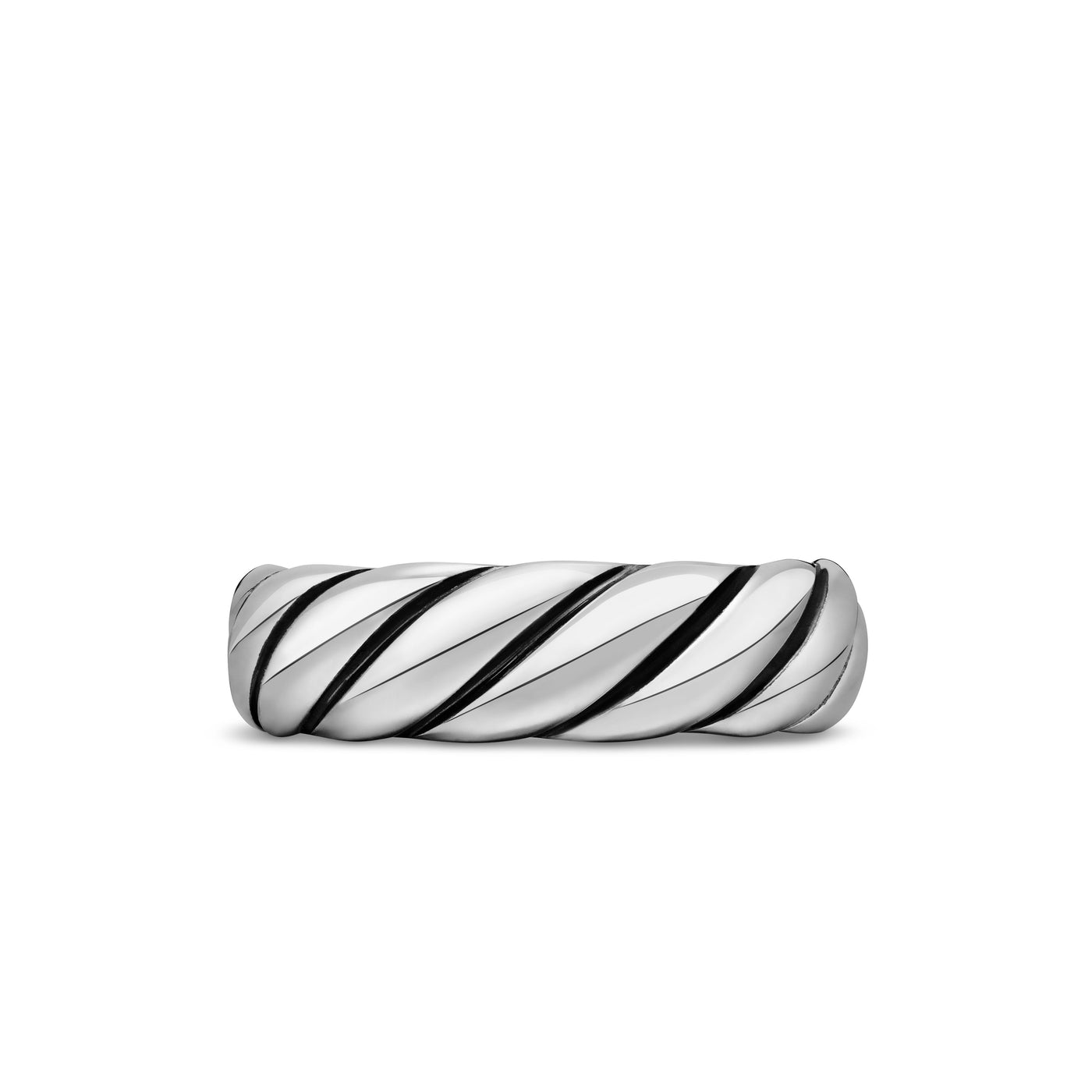 Sculpted Cable Band Ring in Sterling Silver, 6mm