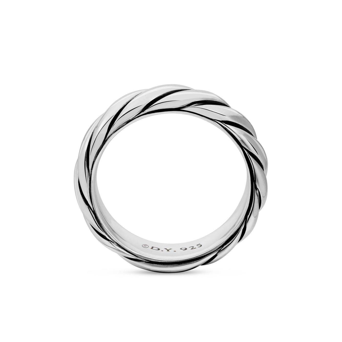 Sculpted Cable Band Ring in Sterling Silver, 6mm