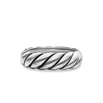 Sculpted Cable Band Ring in Sterling Silver, 6mm