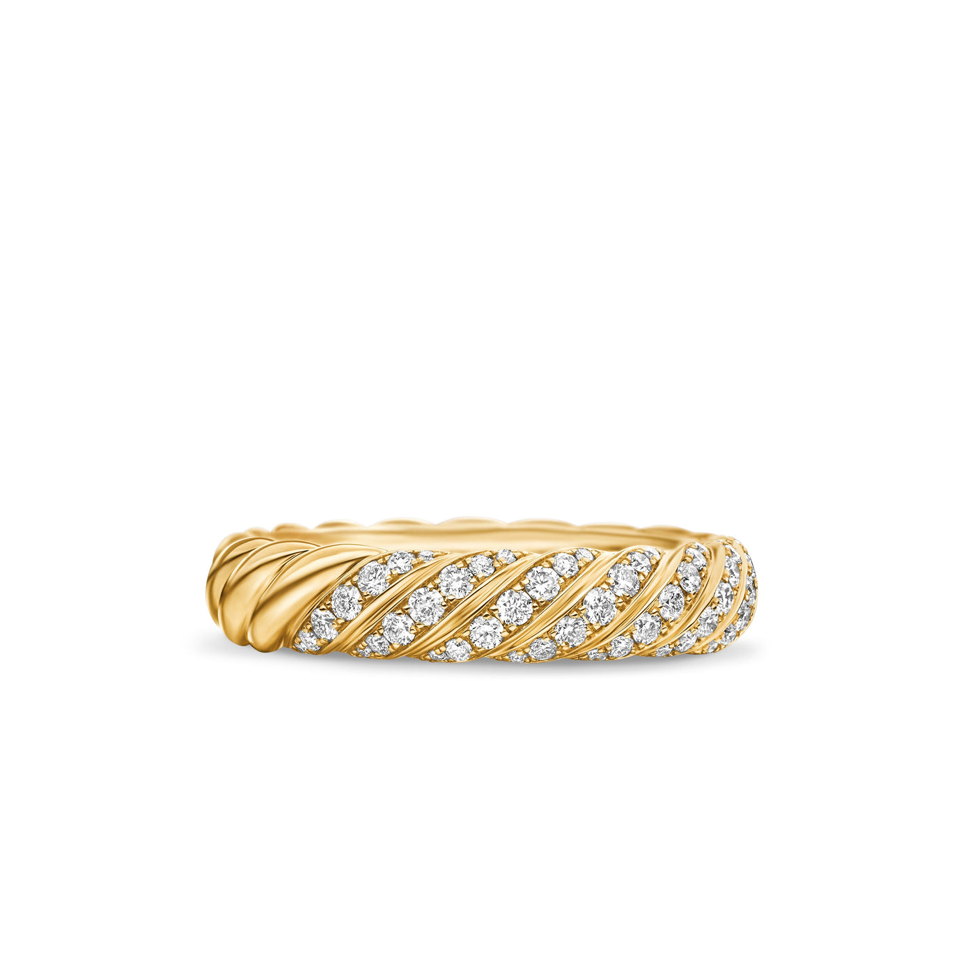 Sculpted Cable Band Ring in 18K Yellow Gold with Diamonds\, 4.6mm