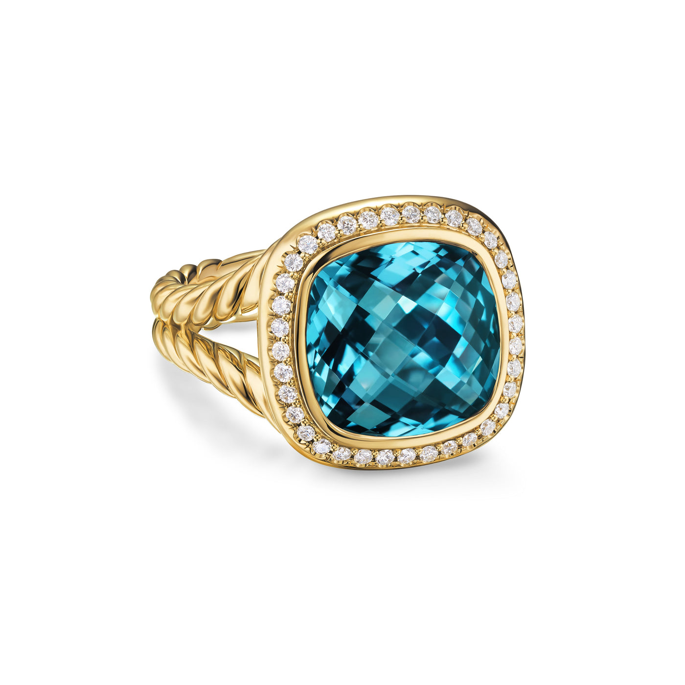 Albion® Ring in 18K Yellow Gold with Hampton Blue Topaz and Diamonds\, 11mm