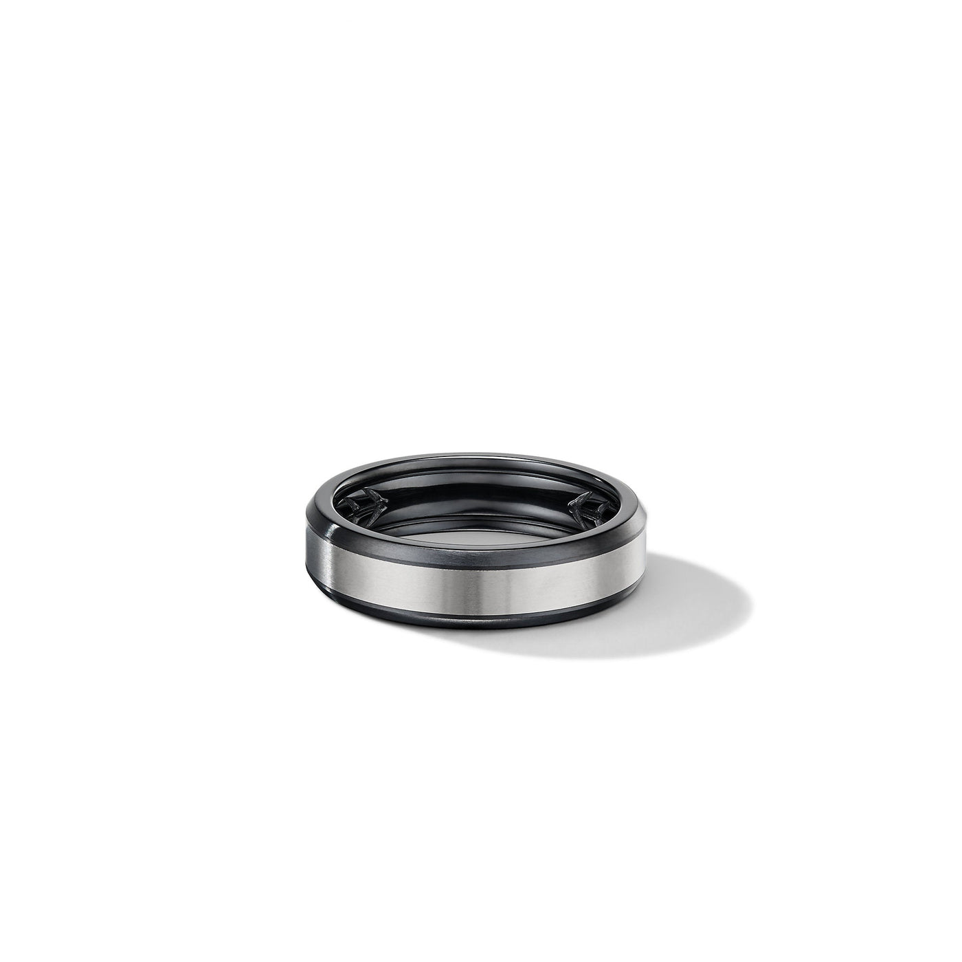 Beveled Band Ring in Black Titanium with Grey Titanium\, 6mm