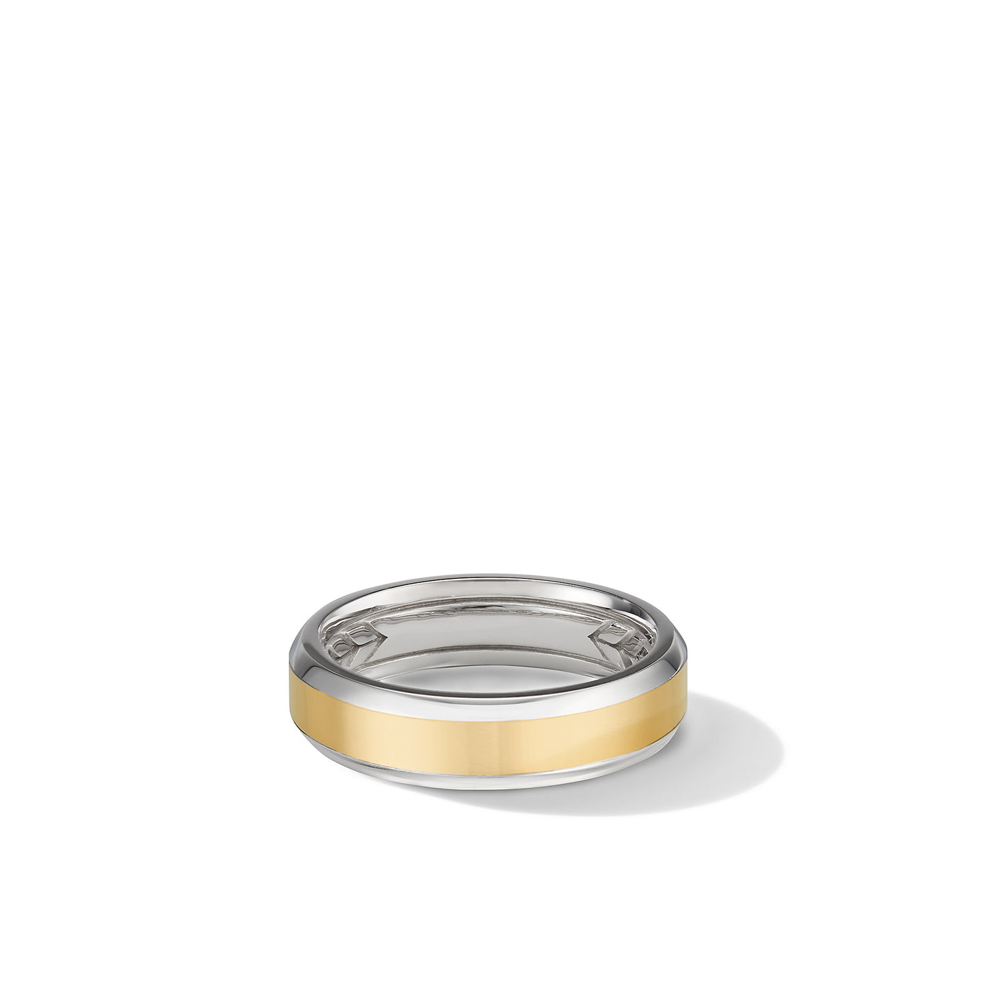 Beveled Band Ring in 18K White and Yellow Gold\, 6mm