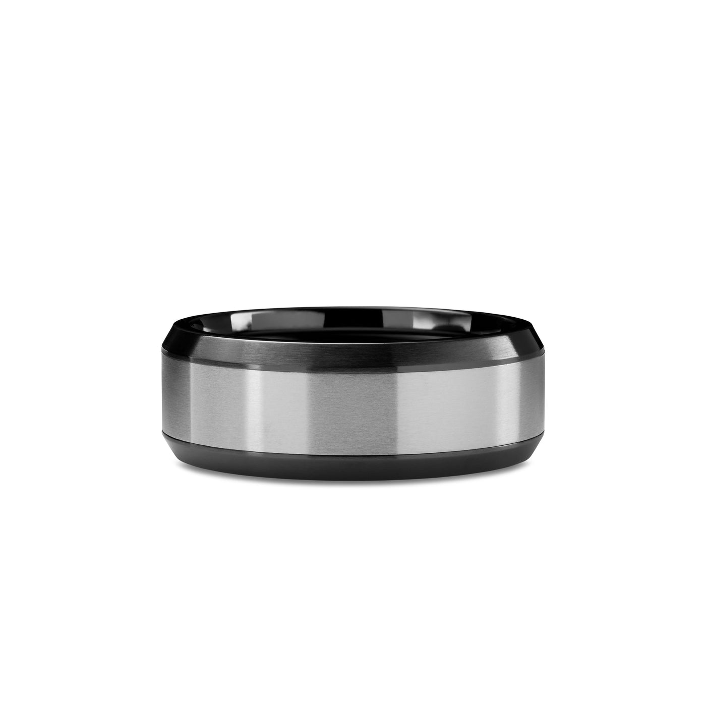 Beveled Band Ring in Black Titanium with Grey Titanium\, 8.5mm