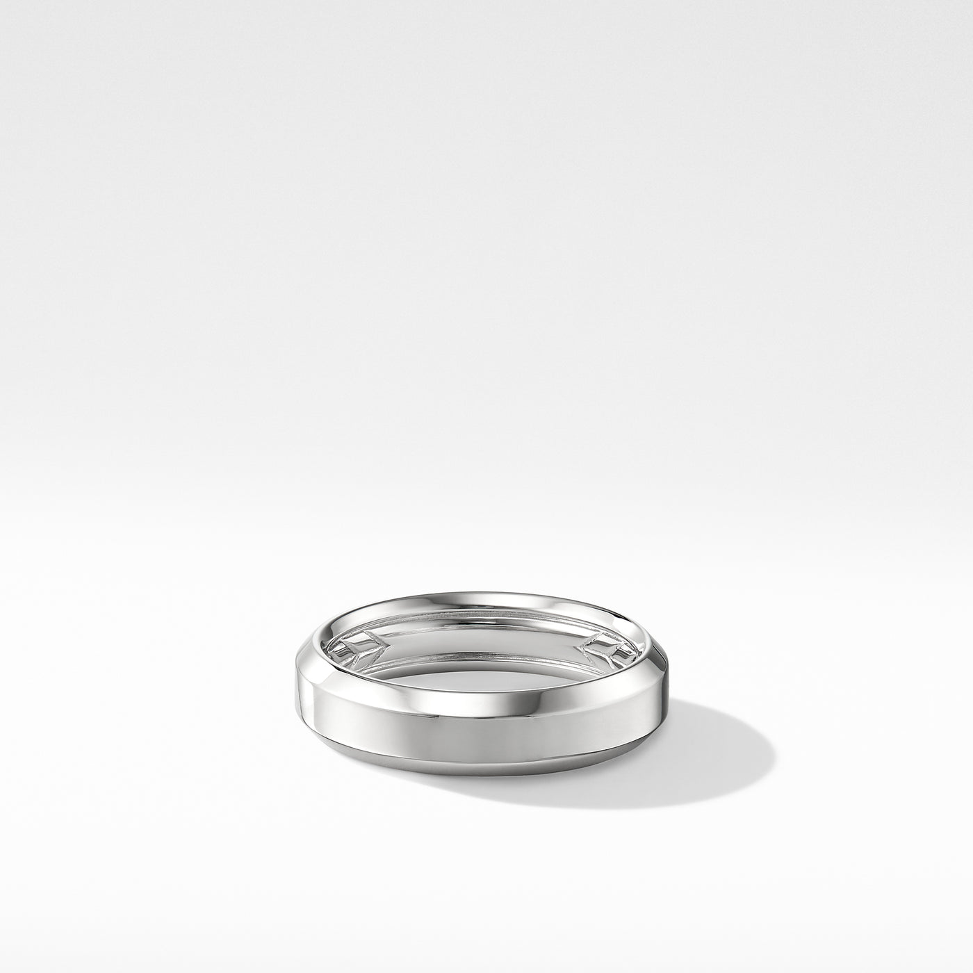 Beveled Band Ring in 18K White Gold\, 6mm