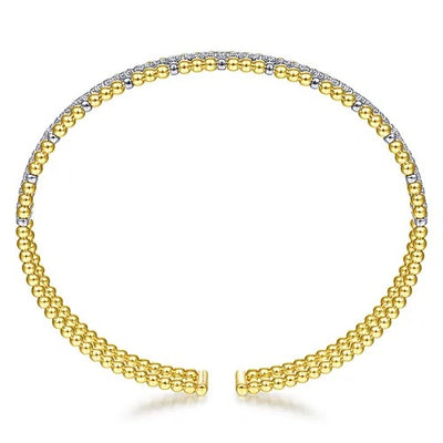 14K Yellow and White Gold Bujukan Diamond Cuff Bangle