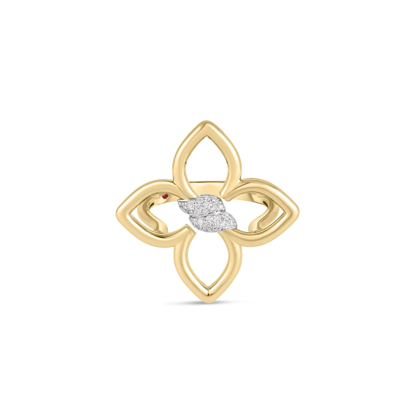 18K YELLOW/WHITE GOLD CIALOMA SMALL DIAMOND FLOWER RING