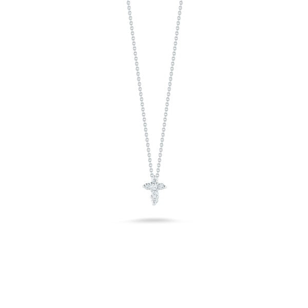 18K WHITE GOLD TINY TREASURES DIAMOND BABY CROSS NECKLACE