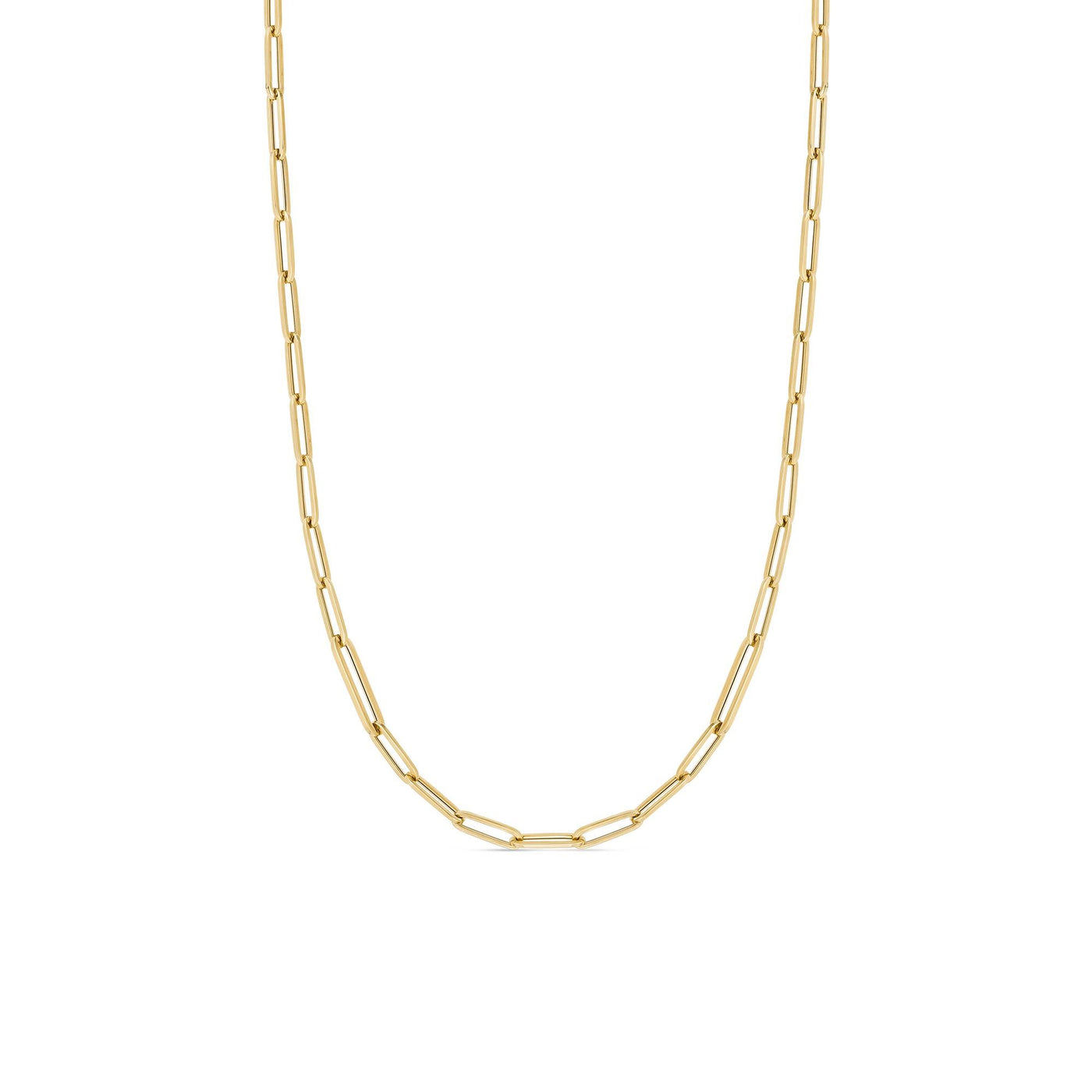 18K DESIGNER GOLD ALTERNATING SIZE PAPERCLIP LINK 17 INCH CHAIN