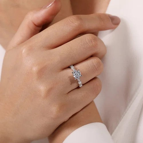 14K White Gold Round Diamond Engagement Ring