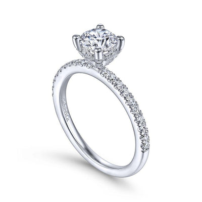 Ulani - 14K White Gold Round Diamond Engagement Ring(Setting Only)