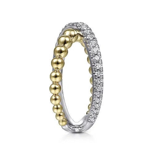 14K White&Yellow Gold Bujukan Diamond Criss Cross Ring