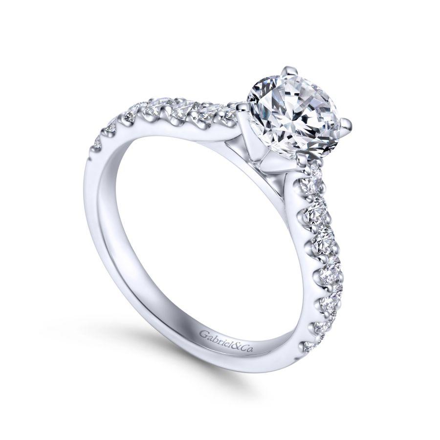 14K White Gold Round Diamond Engagement Ring