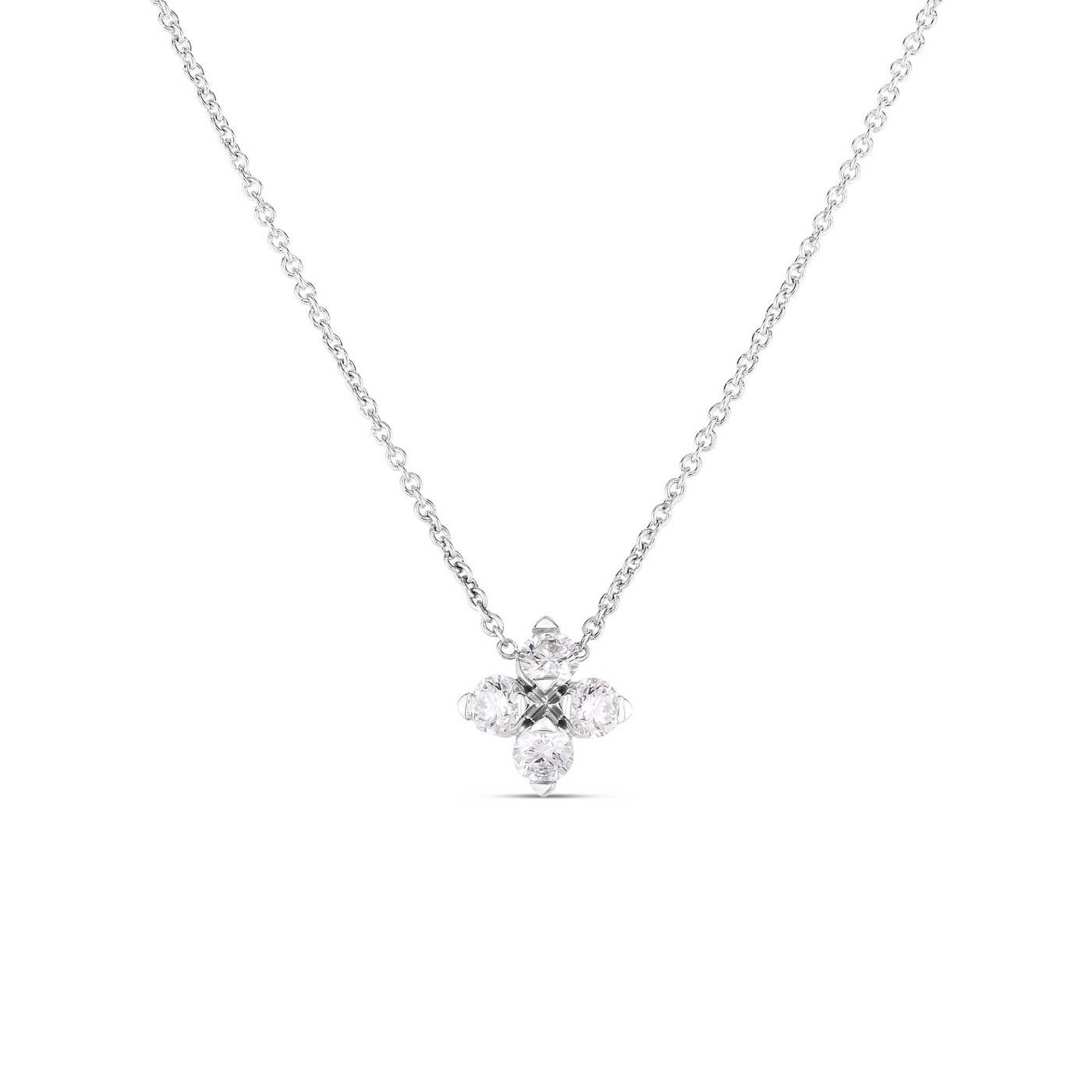 18K WHITE GOLD LOVE IN VERONA SMALL FLOWER DIAMOND NECKLACE