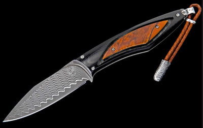 Grove Fixed-blade carbon fiber knife with spalted beechwoodand damascus blade