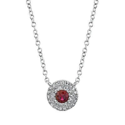 0.10CT DIAMOND & 0.14CT RUBY NECKLACE