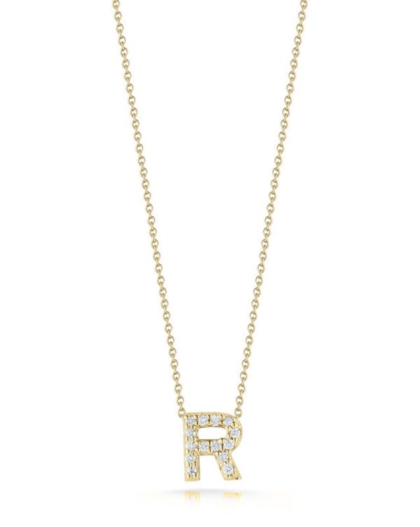 18K YELLOW GOLD TINY TREASURES DIAMOND LOVE LETTER “R” NECKLACE