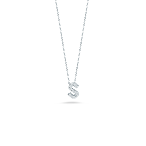 18K WHITE GOLD TINY TREASURES DIAMOND LOVE LETTER “S” NECKLACE