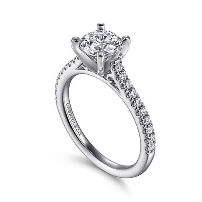 14K White Gold Round Diamond Engagement Ring