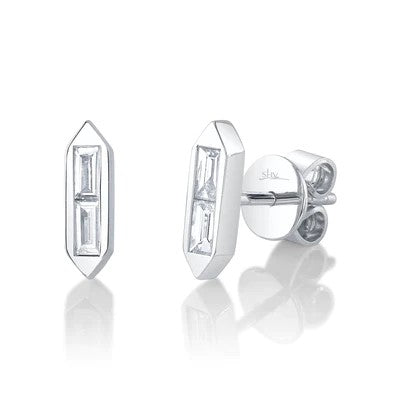 0.18CT DIAMOND BAGUETTE STUD EARRING