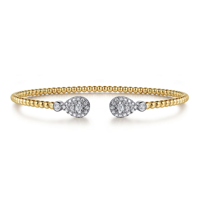 14K White and Yellow Gold Diamond Bujukan Bangle