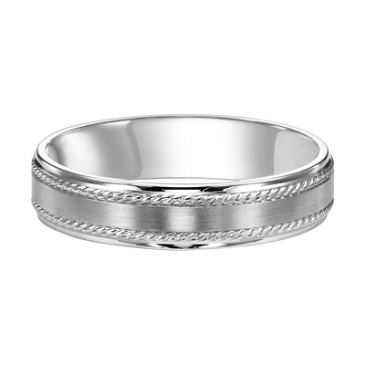 White Gold Engraved Men's Wedding Band