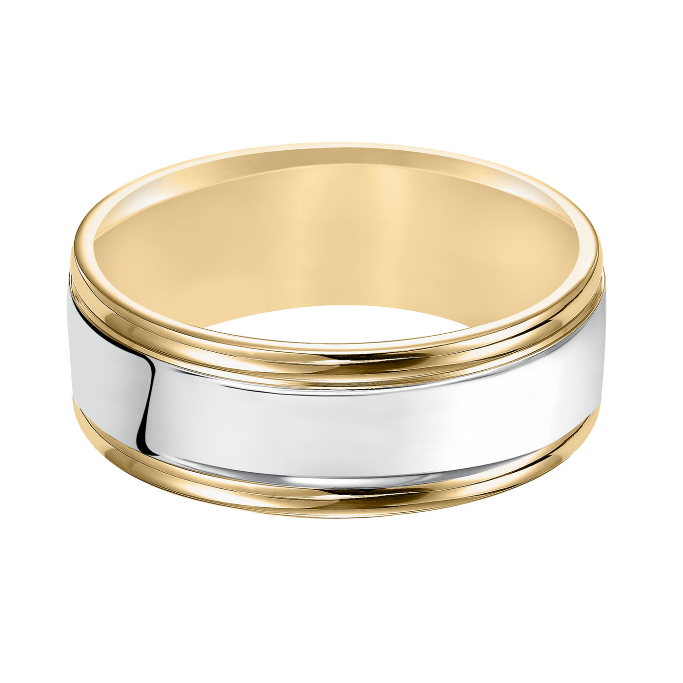 White and Yellow Gold 8mm Men's Wedding Band