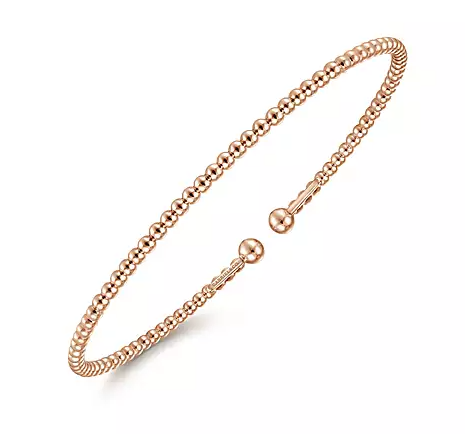 Split 14K Rose Gold Beaded Bujukan Bangle