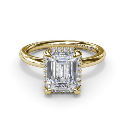 Emerald Cut Halo Diamond Engagement Ring