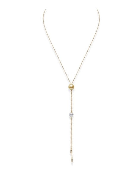 Pearls in Motion Akoya and Golden South Sea Cultured Pearl Pendant in 18K Yellow Gold