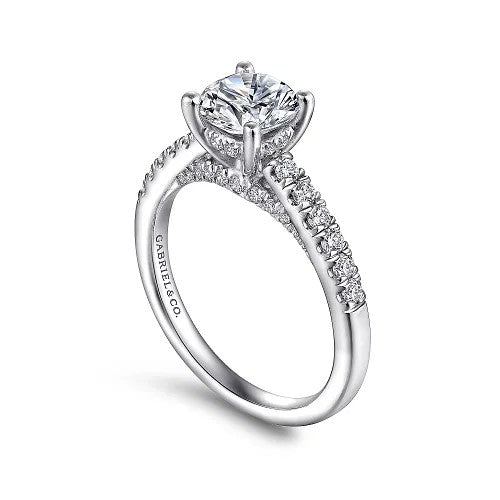 Jones - 14K White Gold Round Diamond Engagement Ring (Setting Only)