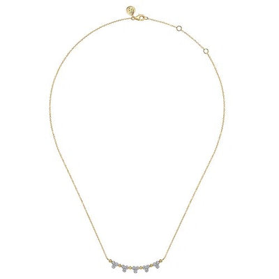 14K Yellow Gold Bujukan Bar Necklace with Diamond Trio Stations